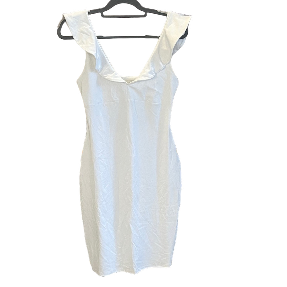Susana Monaco White Sleeveless open back Dress with ruffles XL